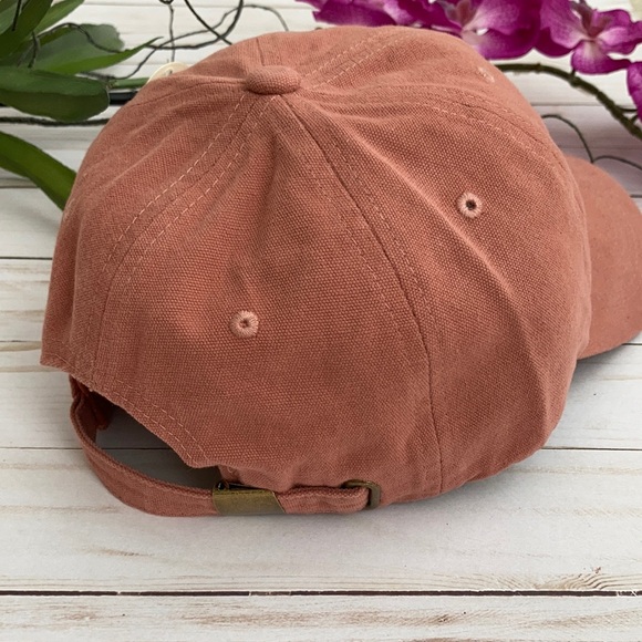 Coral Color Acid Washed Baseball Cap - Picture 3 of 5